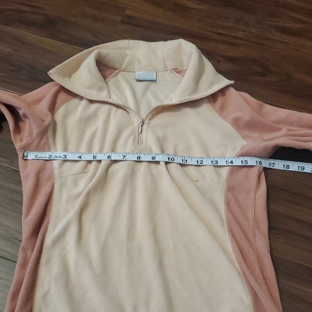 Columbia Women's Two-Tone Quarter Zip Sweatshirt - Cream and Pink - Picture 4 of 9